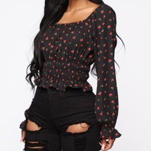 Cute Cherry Long Sleeve Top
